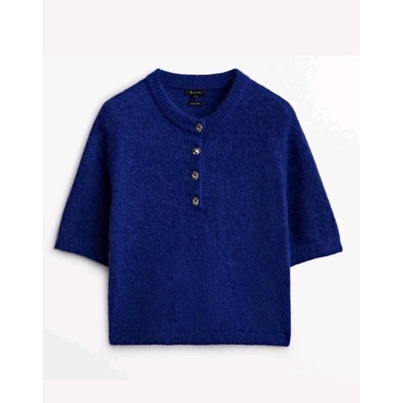 Massimo Dutti Sweaters - Massimo Dutti Alpaca Blend Sweater Hammered Gold Buttons Blue Size M NWT